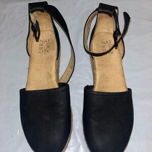 Naturalizer Black Espadrille Wedge Sandals